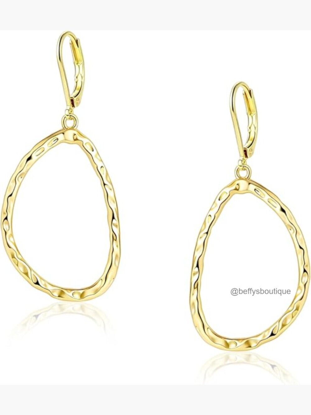 Hammered Sterling Silver Dangle Earrings Hypoallergenic Leverback Drop